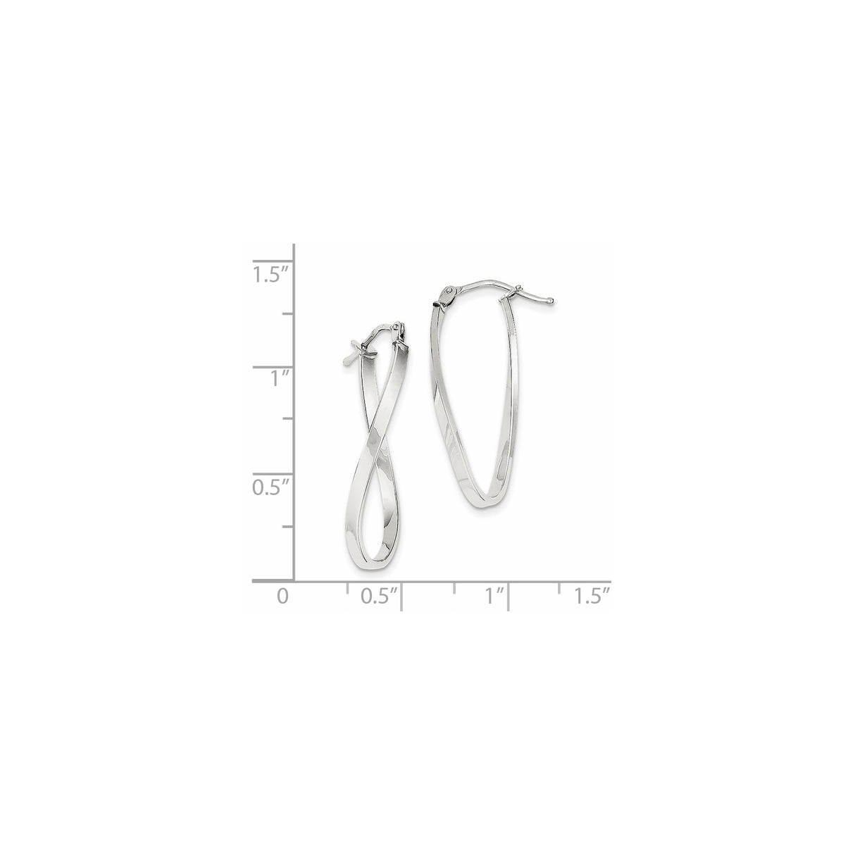 10k White Gold Twisted Teardrop Hoop Earrings, Lightweight Modern Design for Women