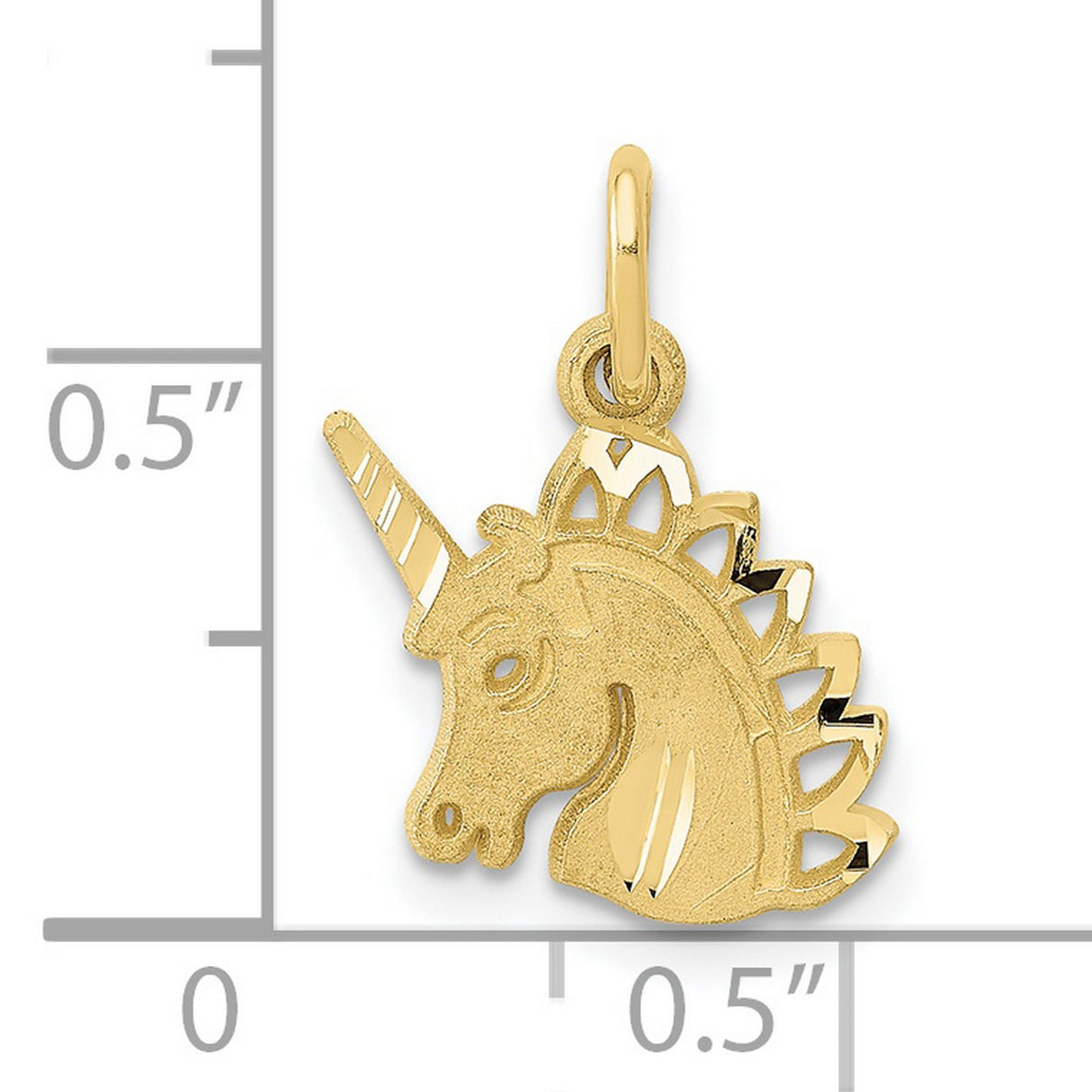 10k Yellow Gold Unicorn Pendant with Polished Horn and Textured Finish, Whimsical Charm