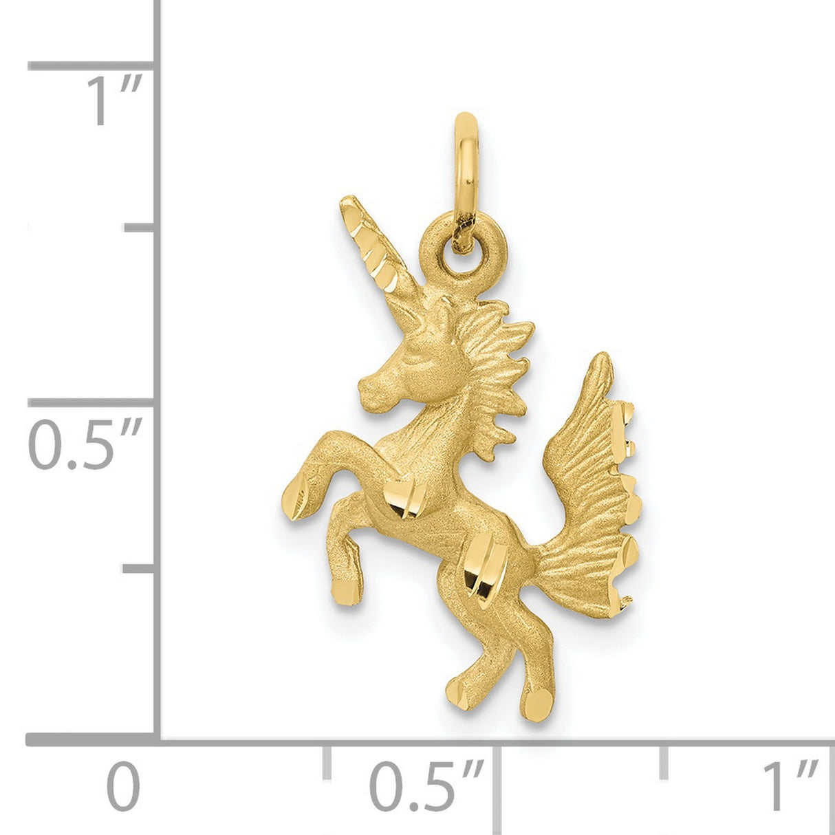 10k Yellow Gold Unicorn Pendant, Winged Rearing Horse Fantasy Charm for Women or Girls