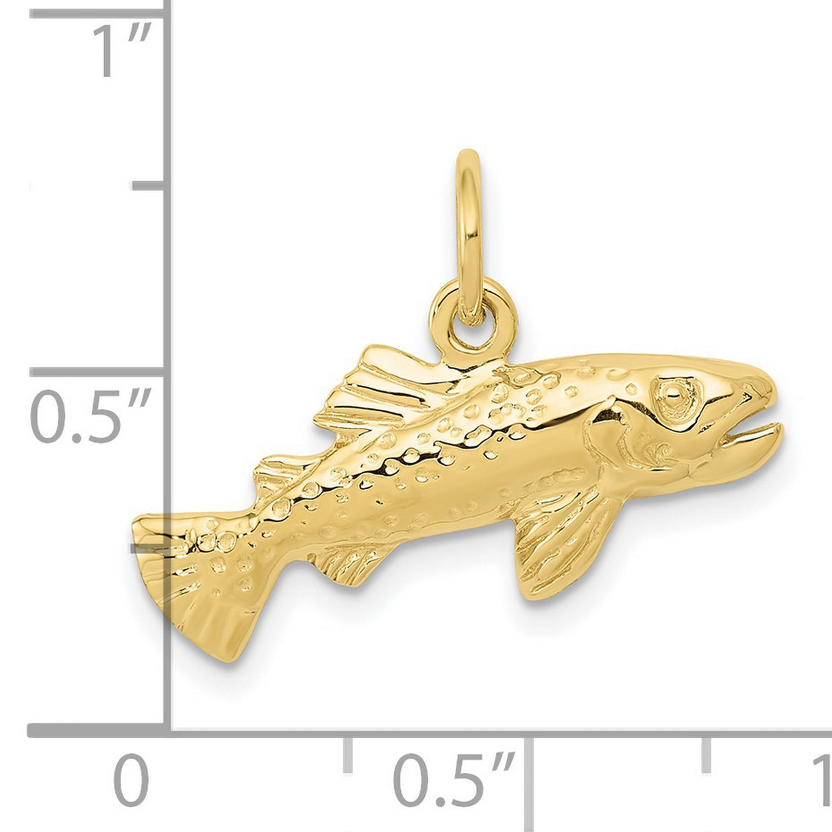 10k Yellow Gold Fish Pendant Charm with Detailed Scales and Ichthys Symbol
