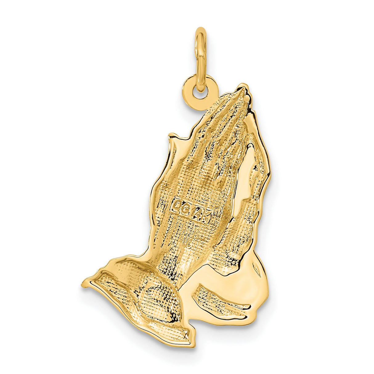 10k Yellow Gold Praying Hands Pendant, Religious Symbol of Faith and Devotion for Men and Women