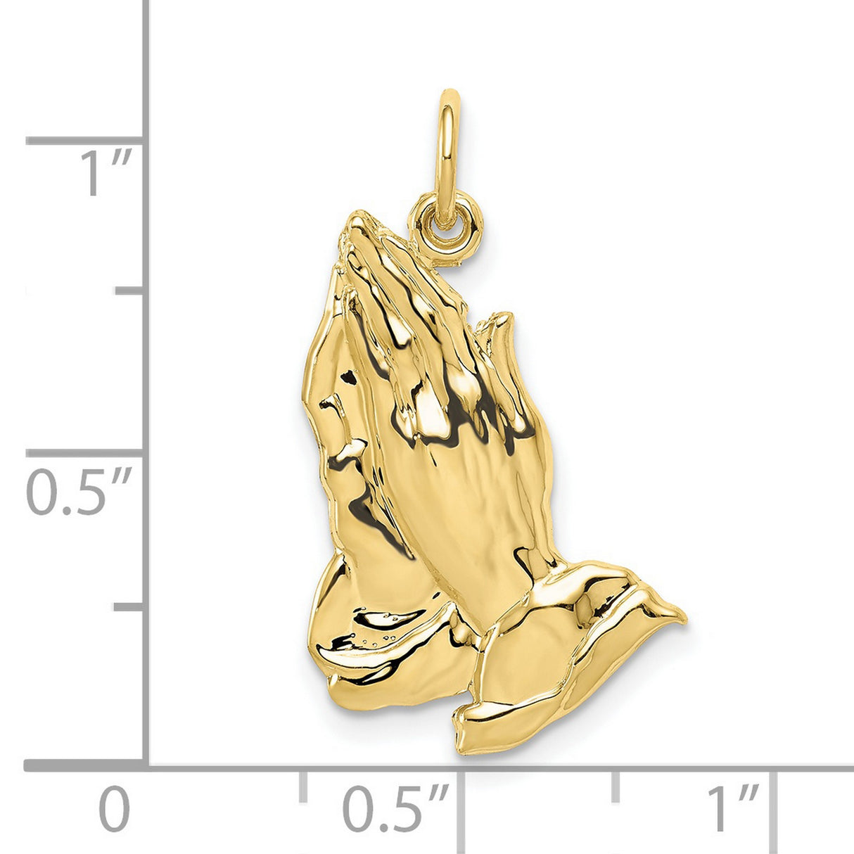 10k Yellow Gold Praying Hands Pendant, Religious Symbol of Faith and Devotion for Men and Women