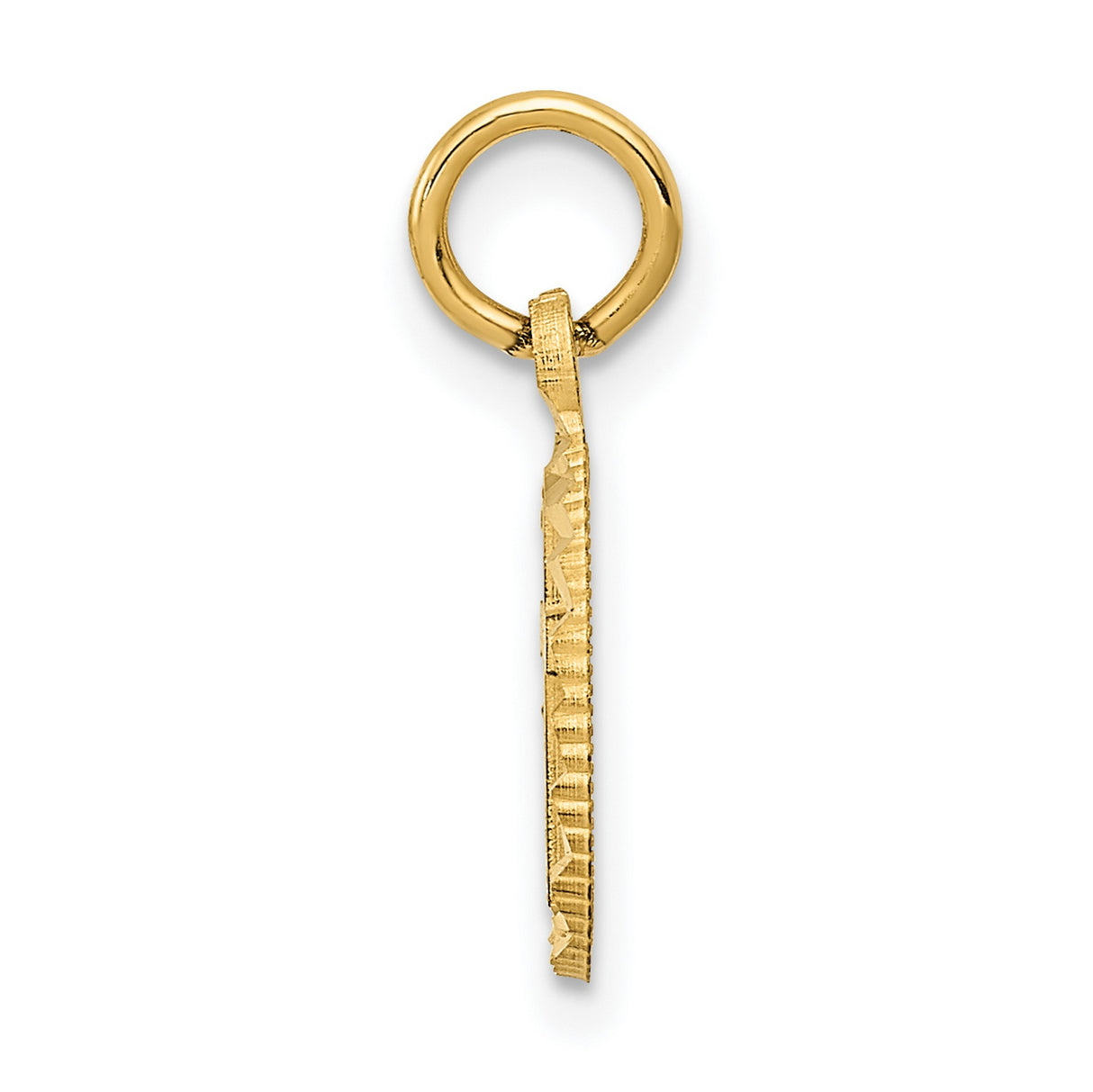 10k Yellow Gold Cross Pendant with Textured Circle Frame and Matte Finish for Men and Women