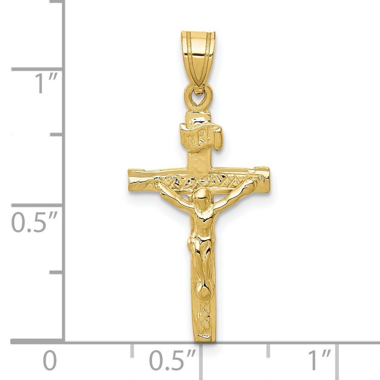 10k Yellow Gold Crucifix Pendant with INRI Jesus Charm, Christian Catholic Religious Jewelry
