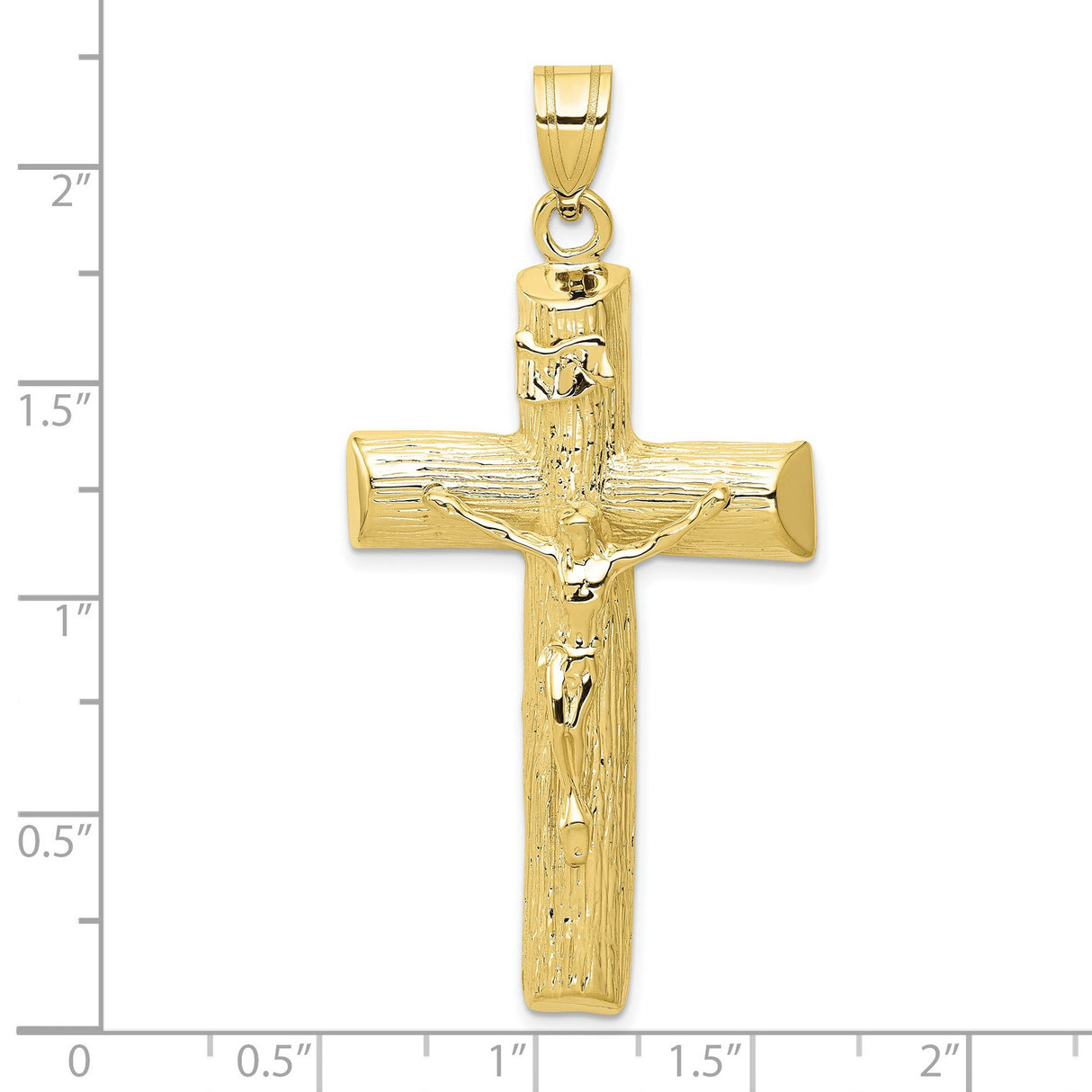 10k Yellow Gold Crucifix Cross Pendant with Dimensional Christ Design for Men and Women