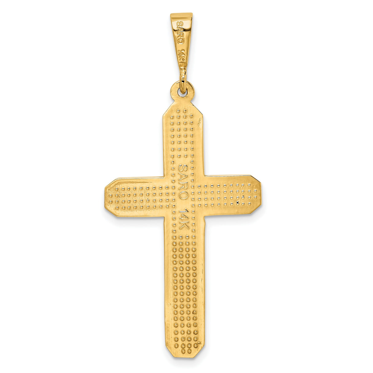 10k Yellow Gold Cross Pendant with Beveled Edge and Celtic Design for Men and Women