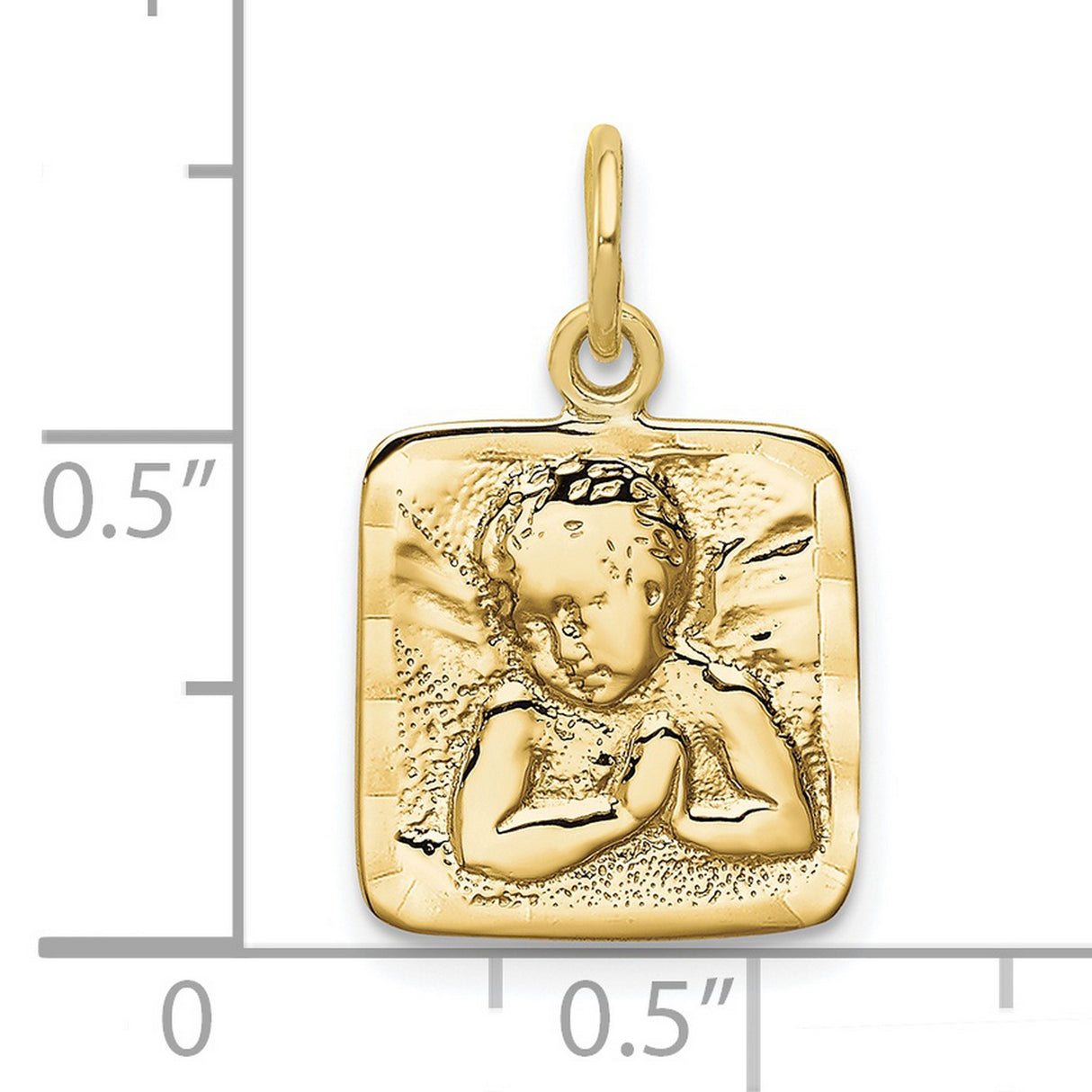 10k Yellow Gold Praying Angel Pendant, Christian Religious Charm for Women or Unisex Wear