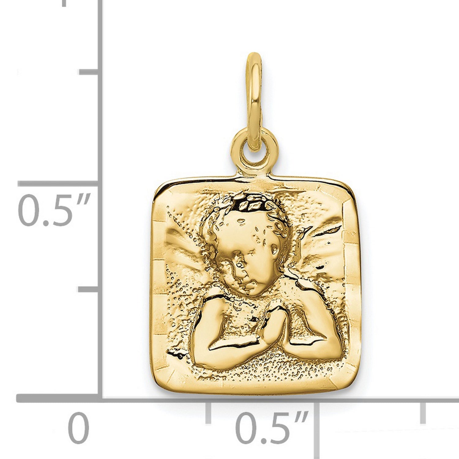 10k Yellow Gold Praying Angel Pendant, Christian Religious Charm for Women or Unisex Wear