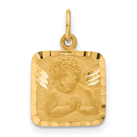 10k Yellow Gold Praying Angel Pendant, Christian Religious Charm for Women or Unisex Wear