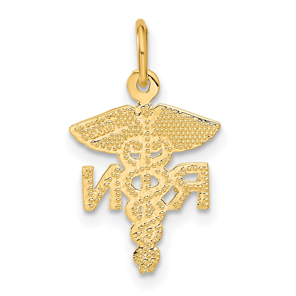 10k Yellow Gold RN Pendant with Caduceus Symbol, Nursing Profession Charm