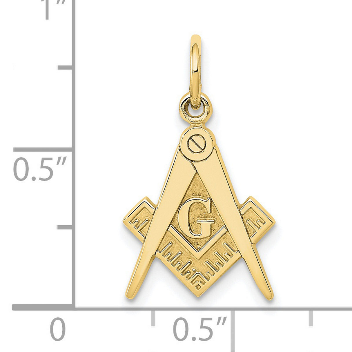 10k Yellow Gold Masonic Pendant with Square and Compasses G Symbol, Freemason Emblem for Men