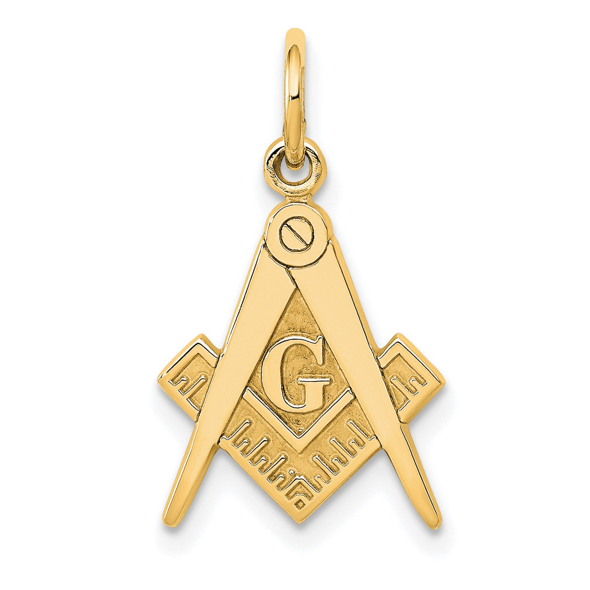 10k Yellow Gold Masonic Pendant with Square and Compasses G Symbol, Freemason Emblem for Men