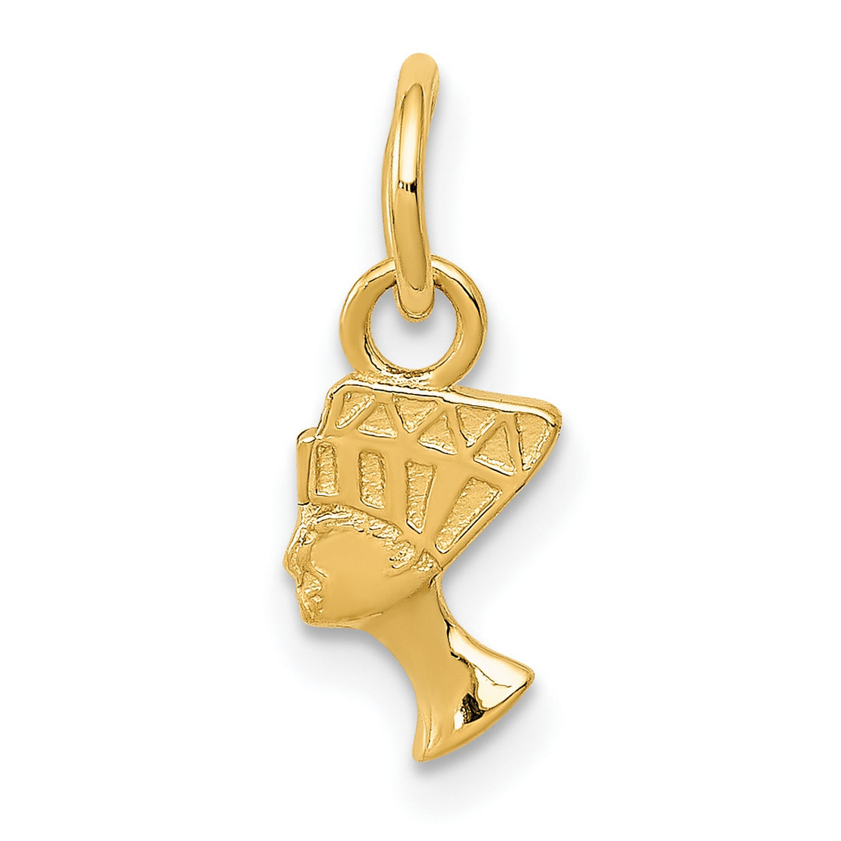 10k Yellow Gold Nefertiti Pendant Charm, Egyptian Queen Profile, Afrocentric Jewelry for Women and Men
