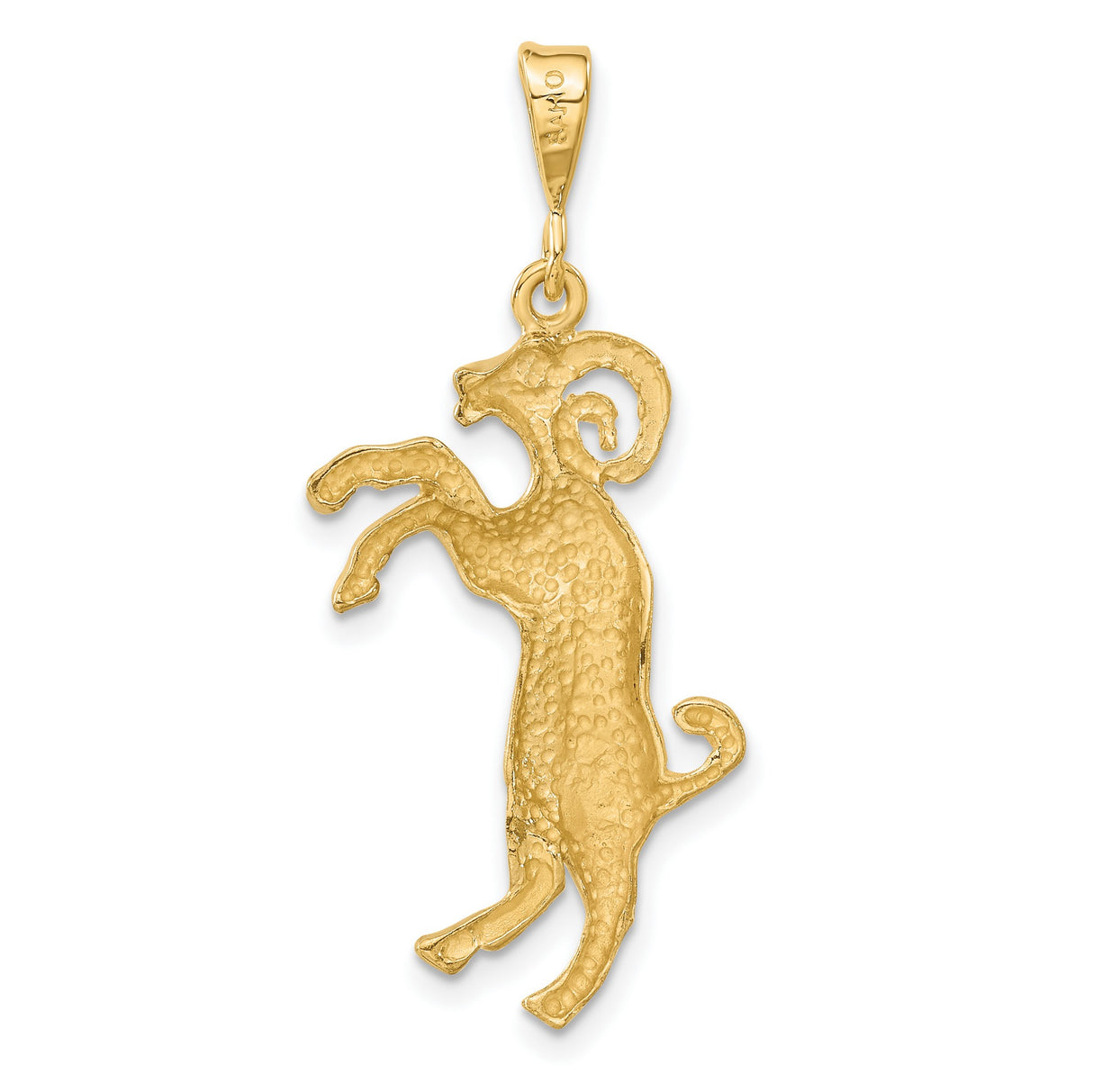 10k Yellow Gold Aries Zodiac Pendant with Diamond Cut Ram Design, Astrological Charm