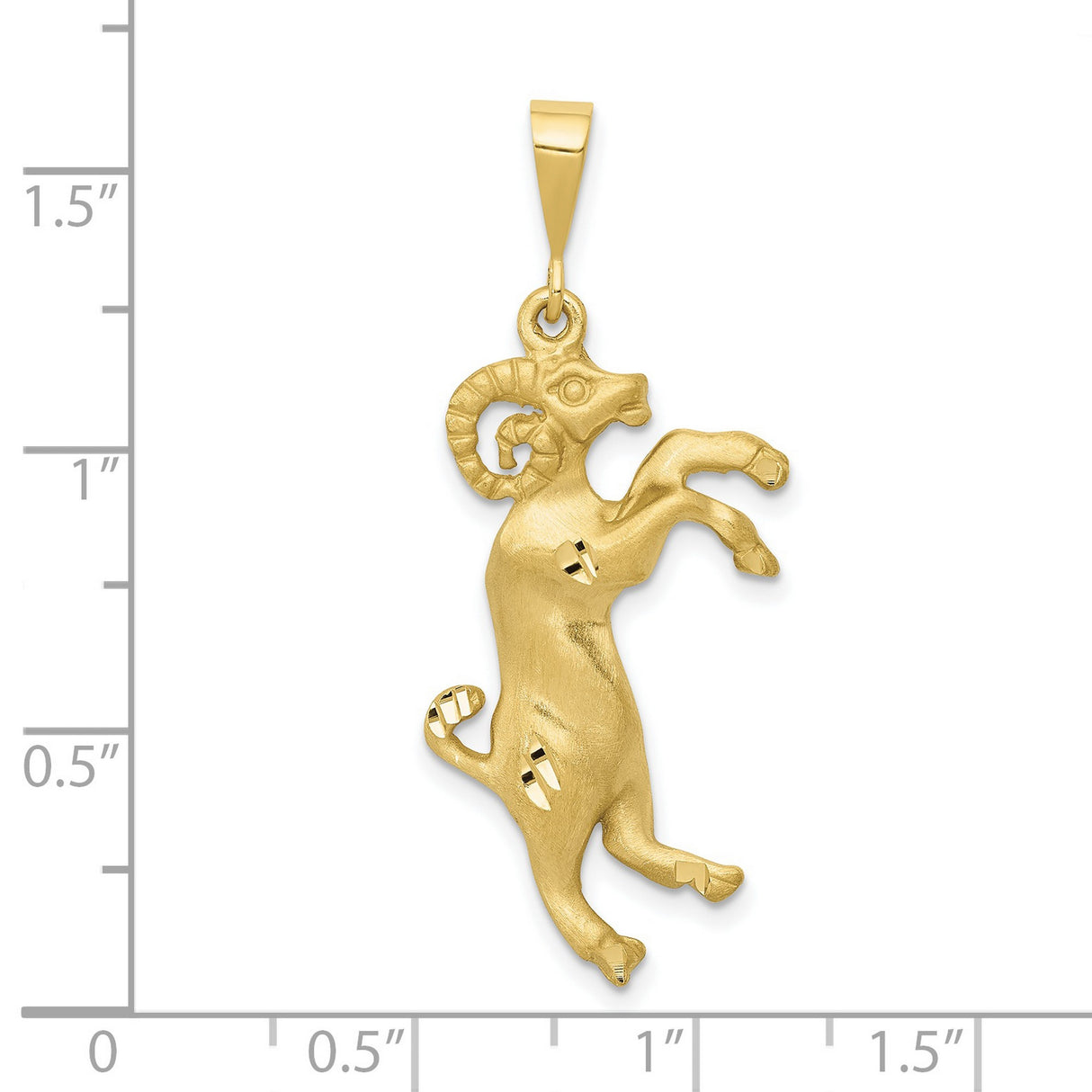 10k Yellow Gold Aries Zodiac Pendant with Diamond Cut Ram Design, Astrological Charm