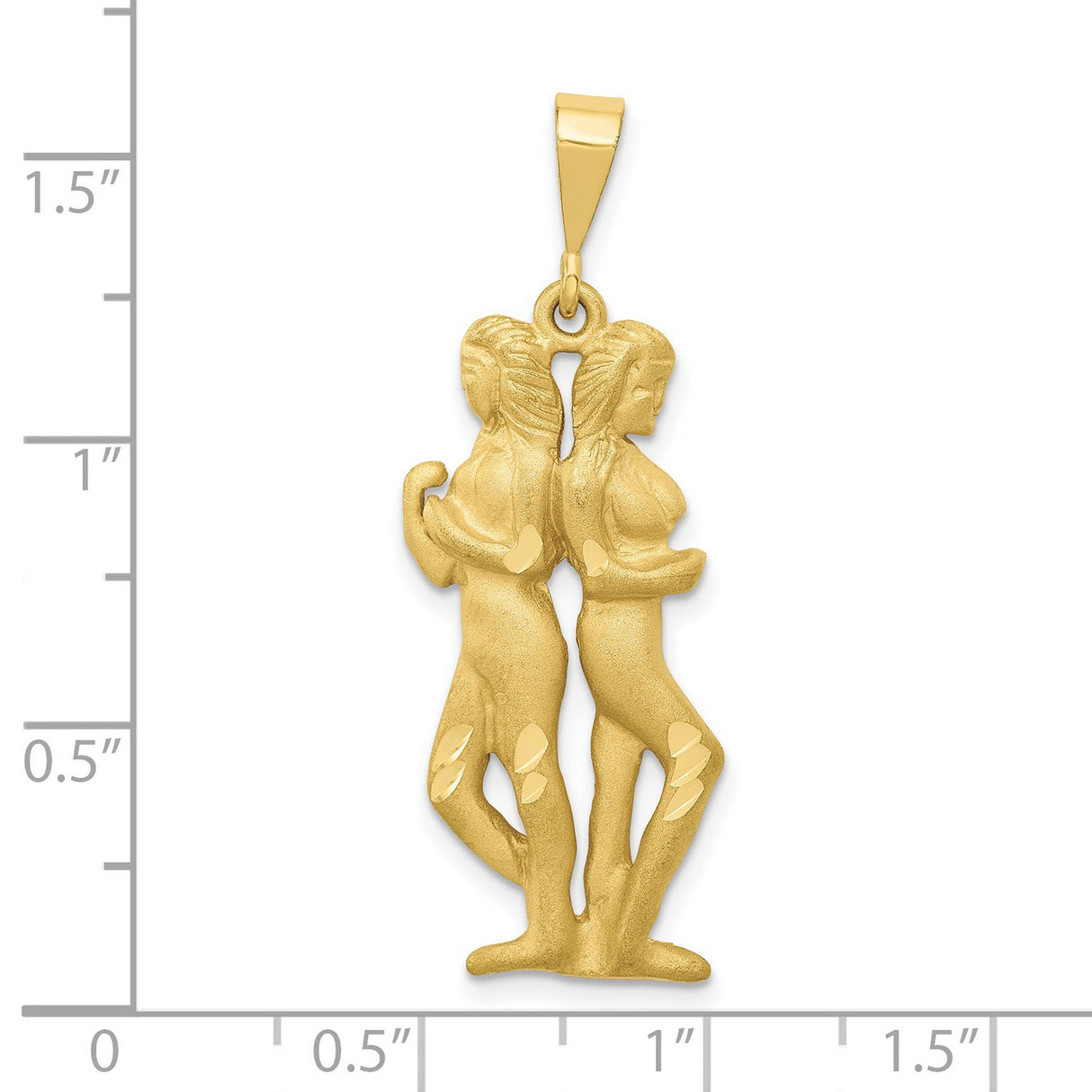 10k Yellow Gold Gemini Pendant with Back-to-Back Female Twins Zodiac Charm for Women
