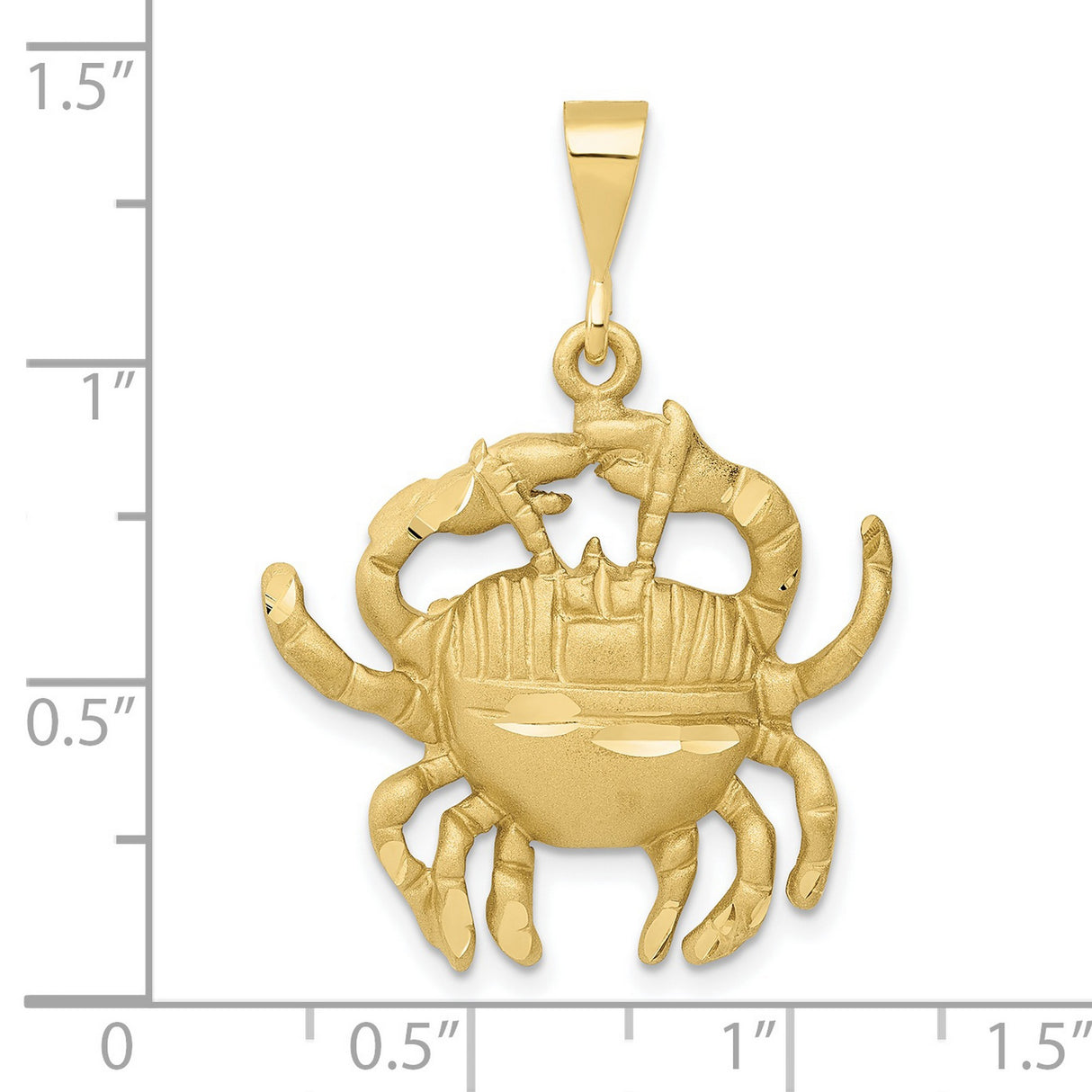 10k Yellow Gold Crab Pendant with Cancer Zodiac Symbol and Marine Theme