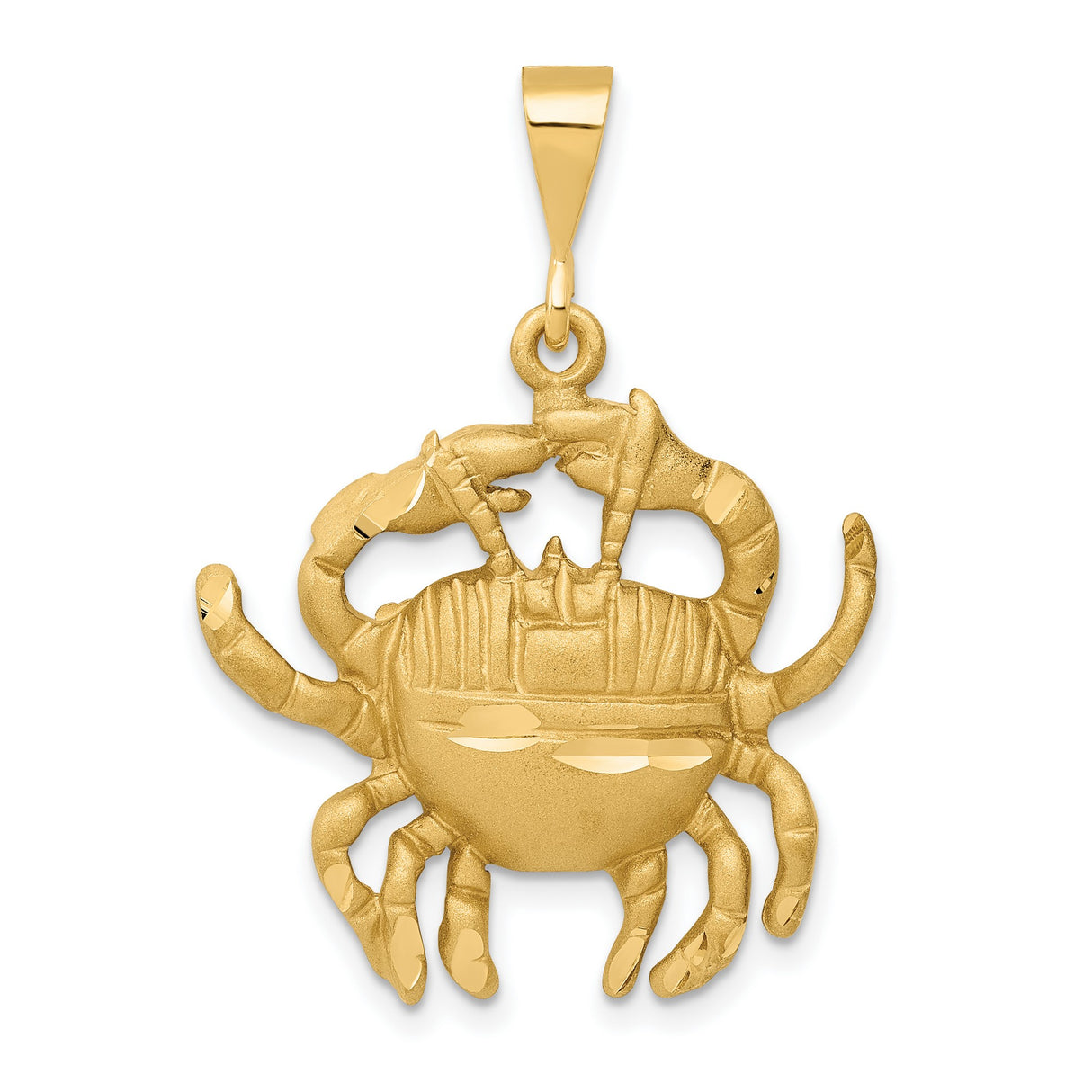 10k Yellow Gold Crab Pendant with Cancer Zodiac Symbol and Marine Theme