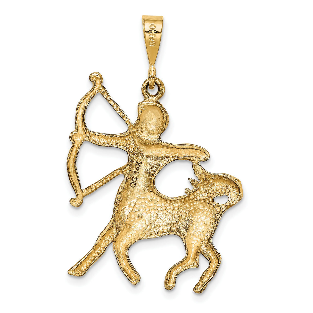 10k Yellow Gold Sagittarius Pendant with Centaur Archer Zodiac Design