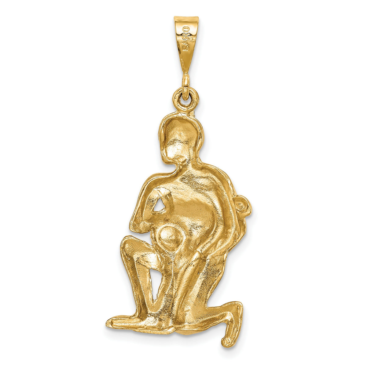 10k Yellow Gold Aquarius Zodiac Pendant with Kneeling Water Bearer Figure, Unisex Charm