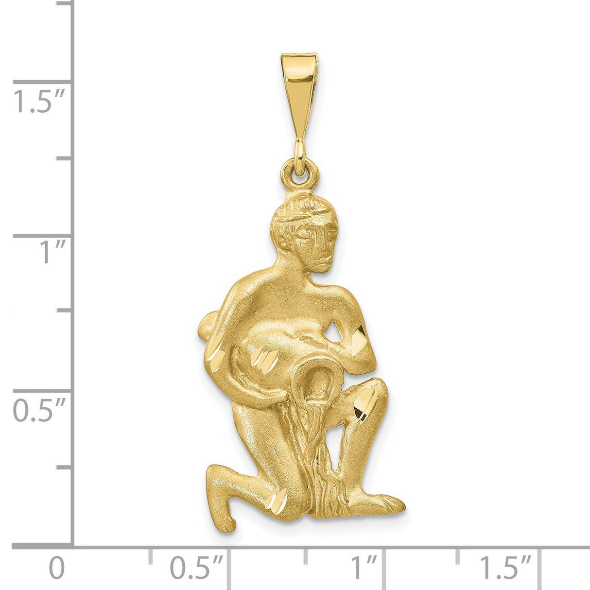 10k Yellow Gold Aquarius Zodiac Pendant with Kneeling Water Bearer Figure, Unisex Charm