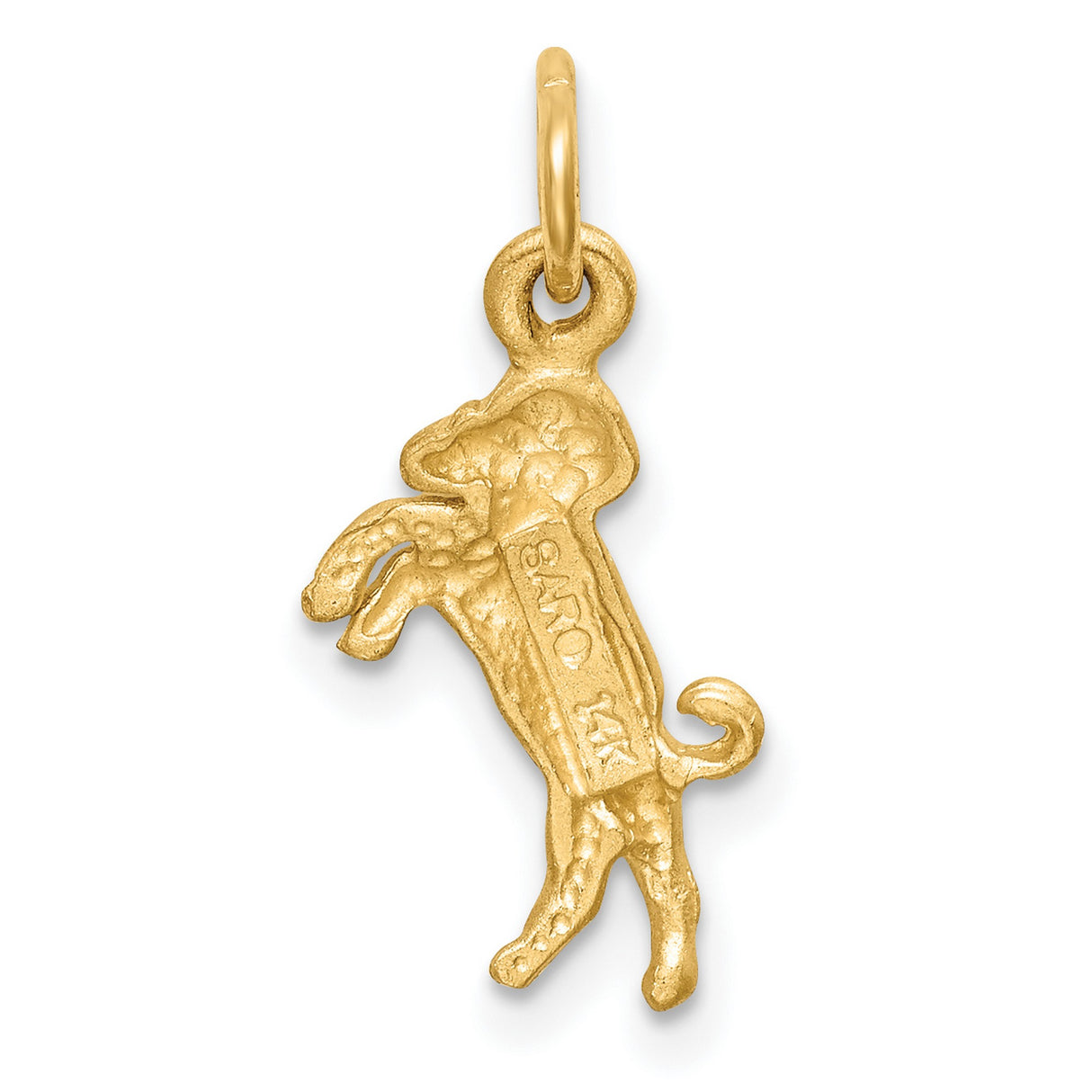 10k Yellow Gold Aries Zodiac Pendant with Ram Design, Horoscope Charm for Women or Unisex Wear