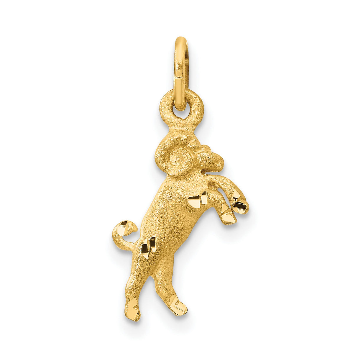 10k Yellow Gold Aries Zodiac Pendant with Ram Design, Horoscope Charm for Women or Unisex Wear
