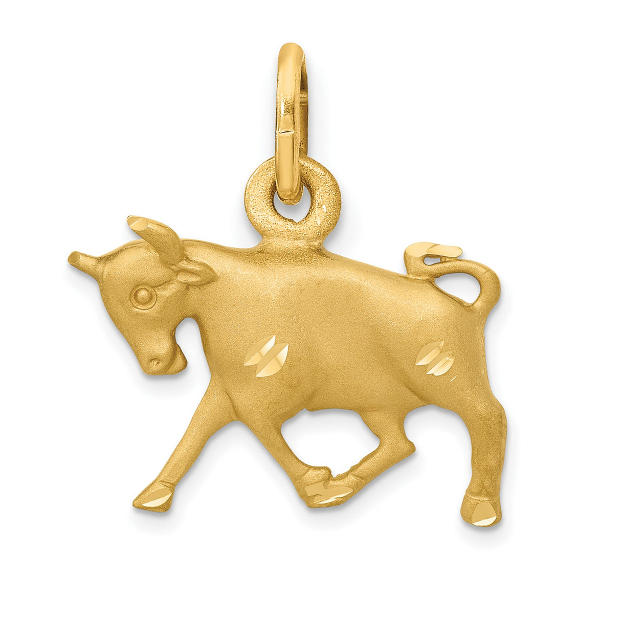 10k Yellow Gold Taurus Bull Pendant Charm, Zodiac Medallion Astrology Jewelry