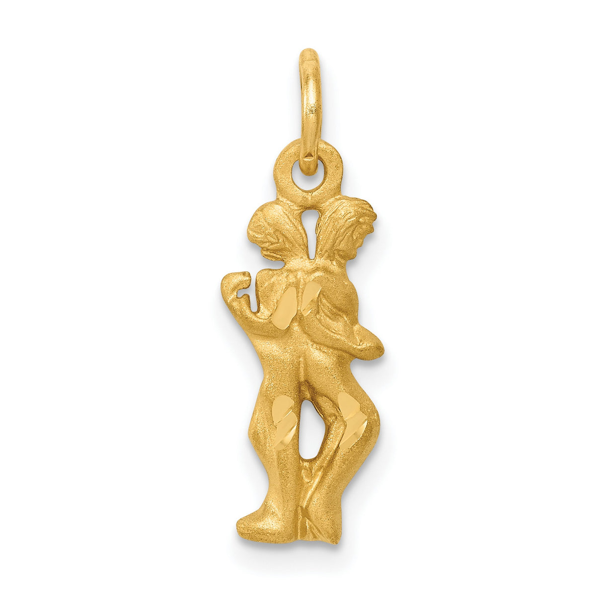 10k Yellow Gold Gemini Pendant with Twin Figures, Zodiac Sign Astrology Charm