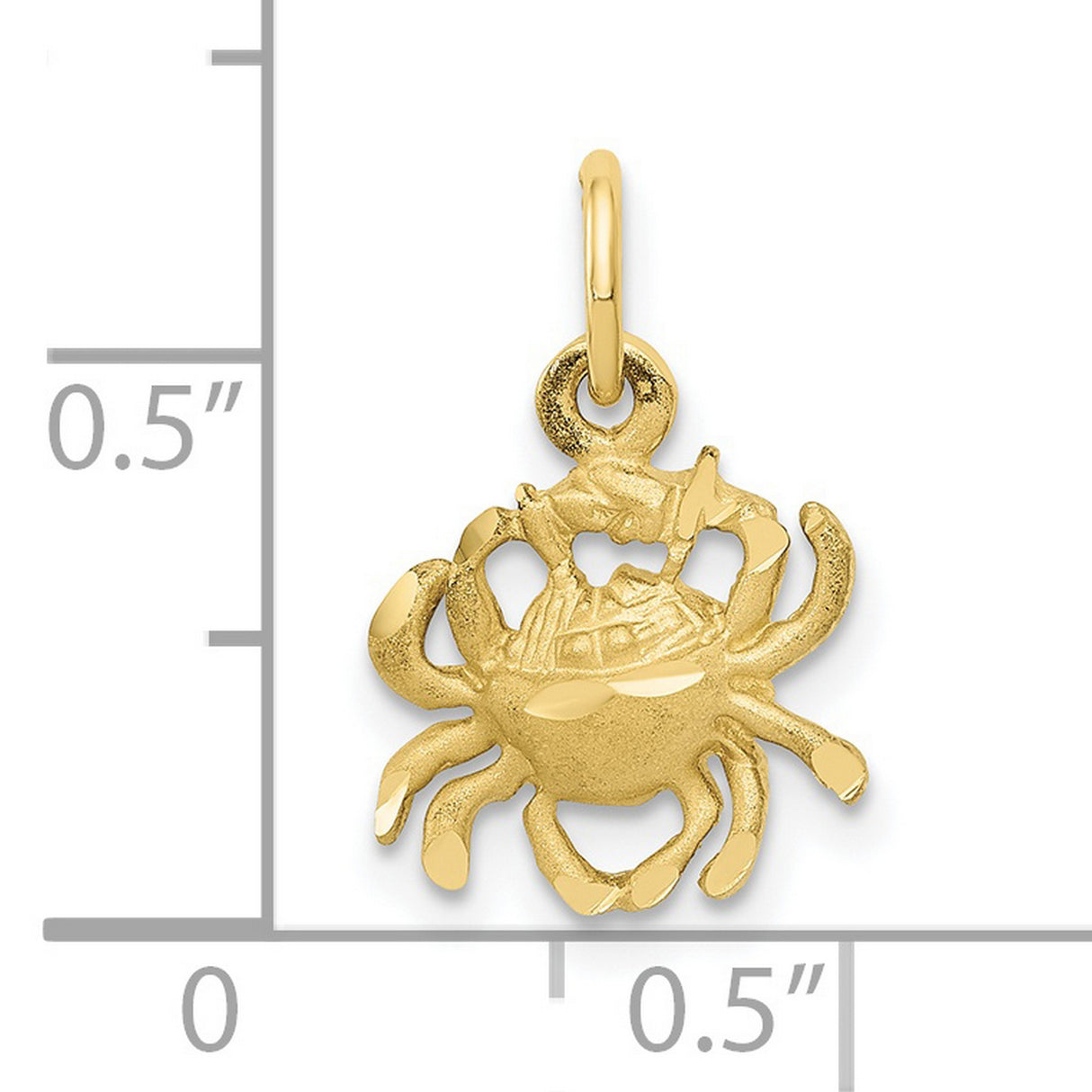 10k Yellow Gold Crab Pendant, Cancer Zodiac Symbol Charm Astrology Jewelry for Women or Unisex