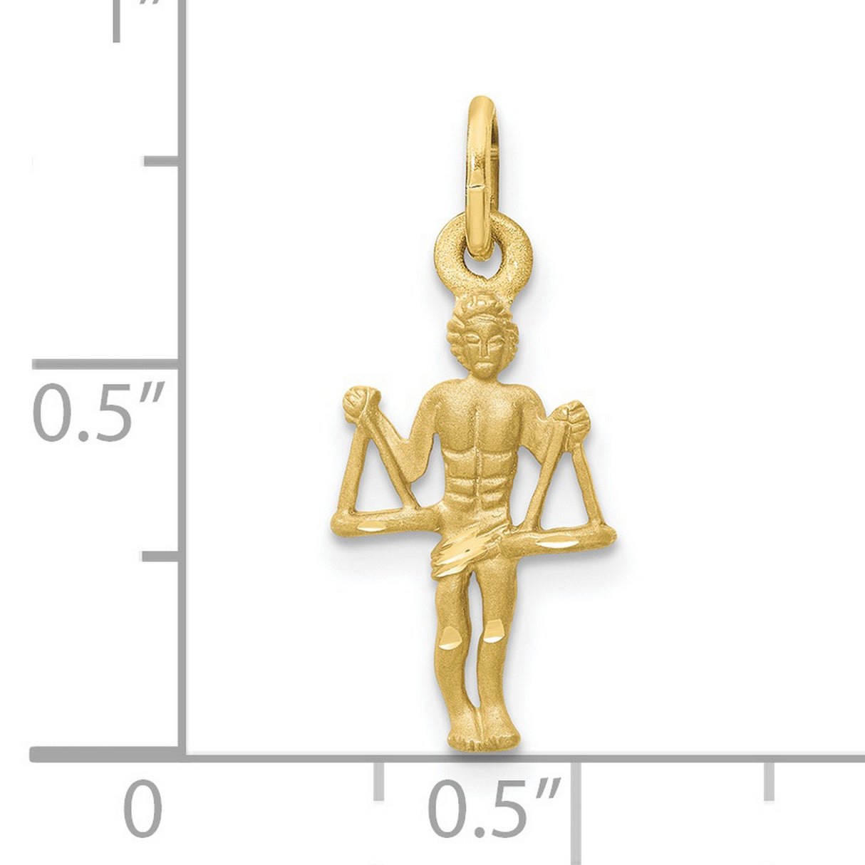 10k Yellow Gold Libra Zodiac Pendant with Scales and Human Figure Symbol