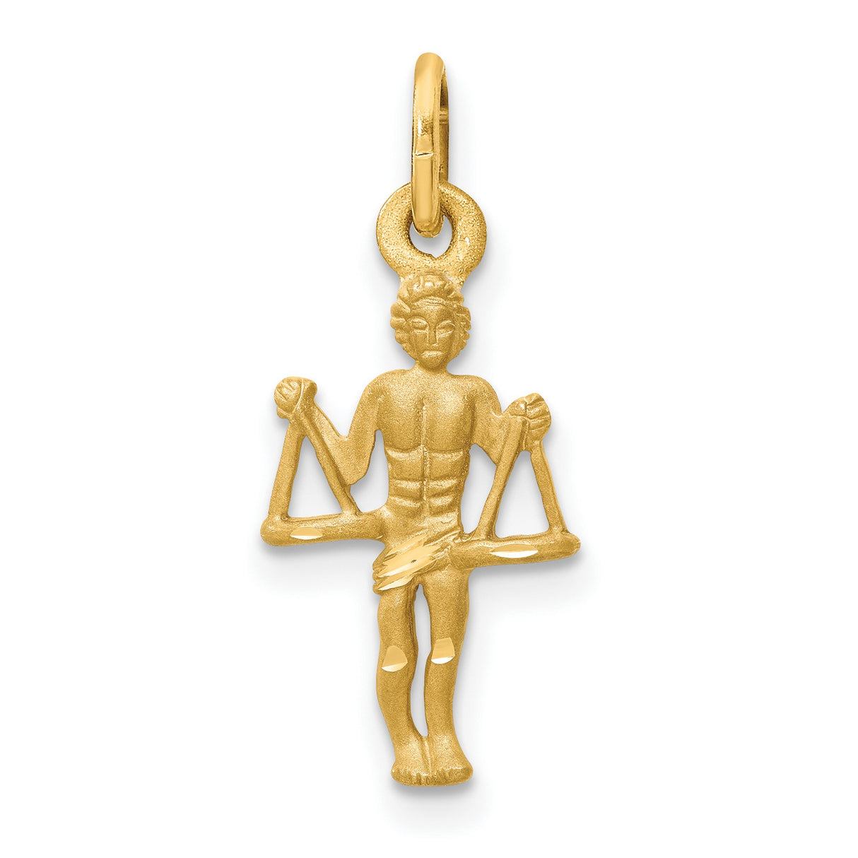 10k Yellow Gold Libra Zodiac Pendant with Scales and Human Figure Symbol