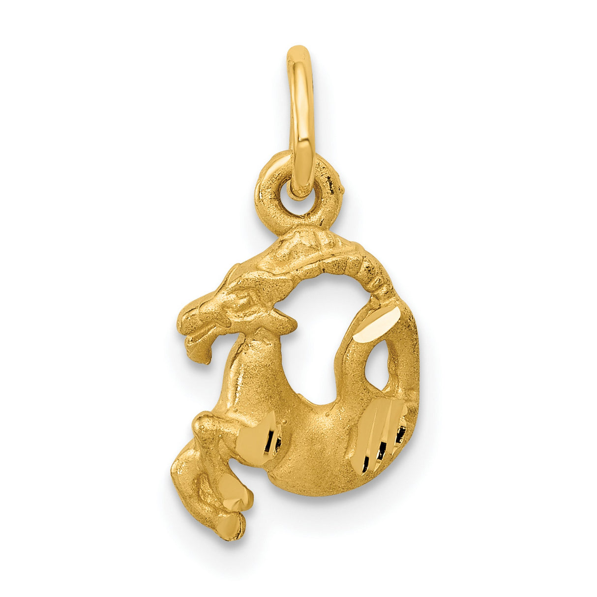10k Yellow Gold Capricorn Zodiac Pendant with Detailed Astrological Symbol for Men or Women
