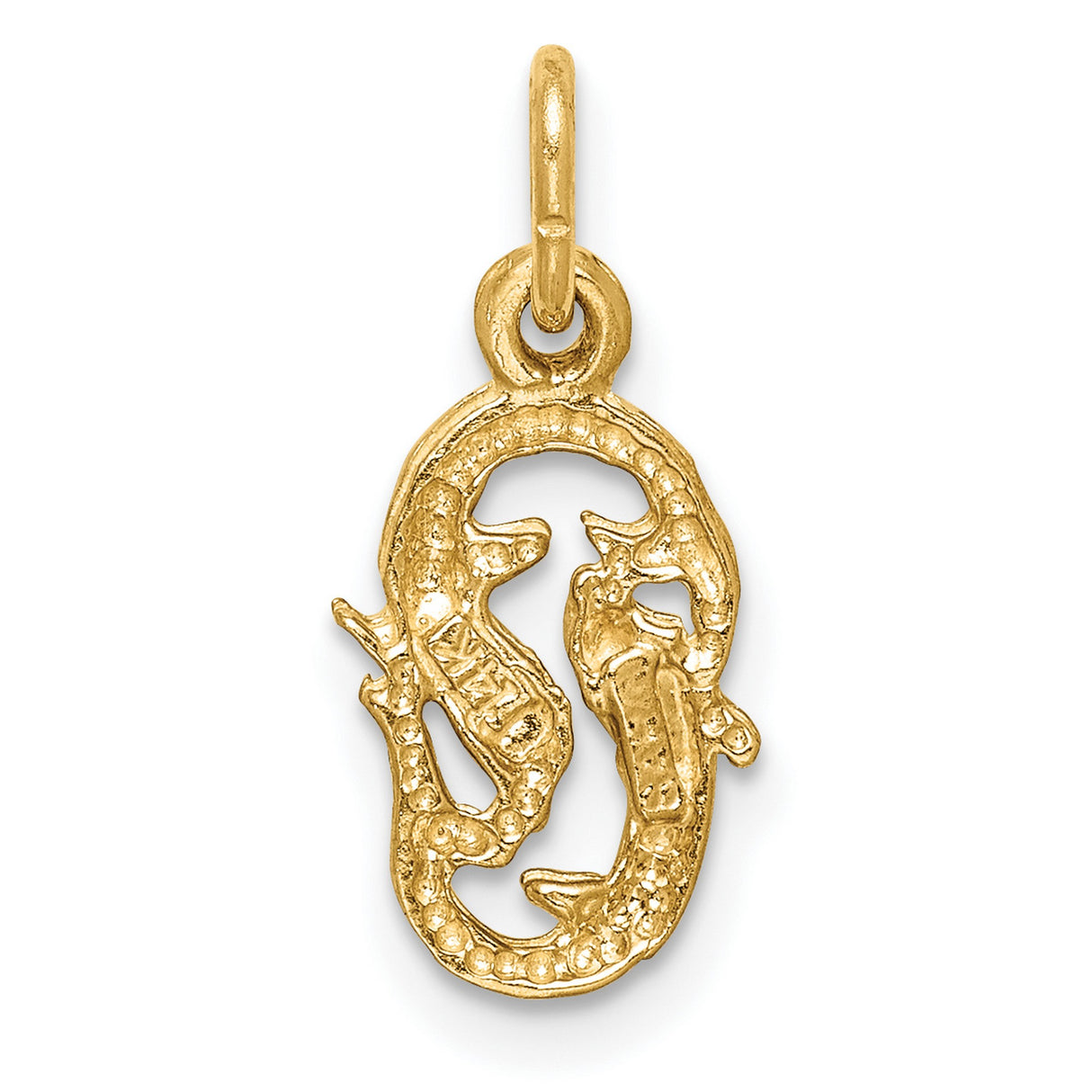 Pisces Zodiac Charm Pendant in Real 10k Yellow Gold