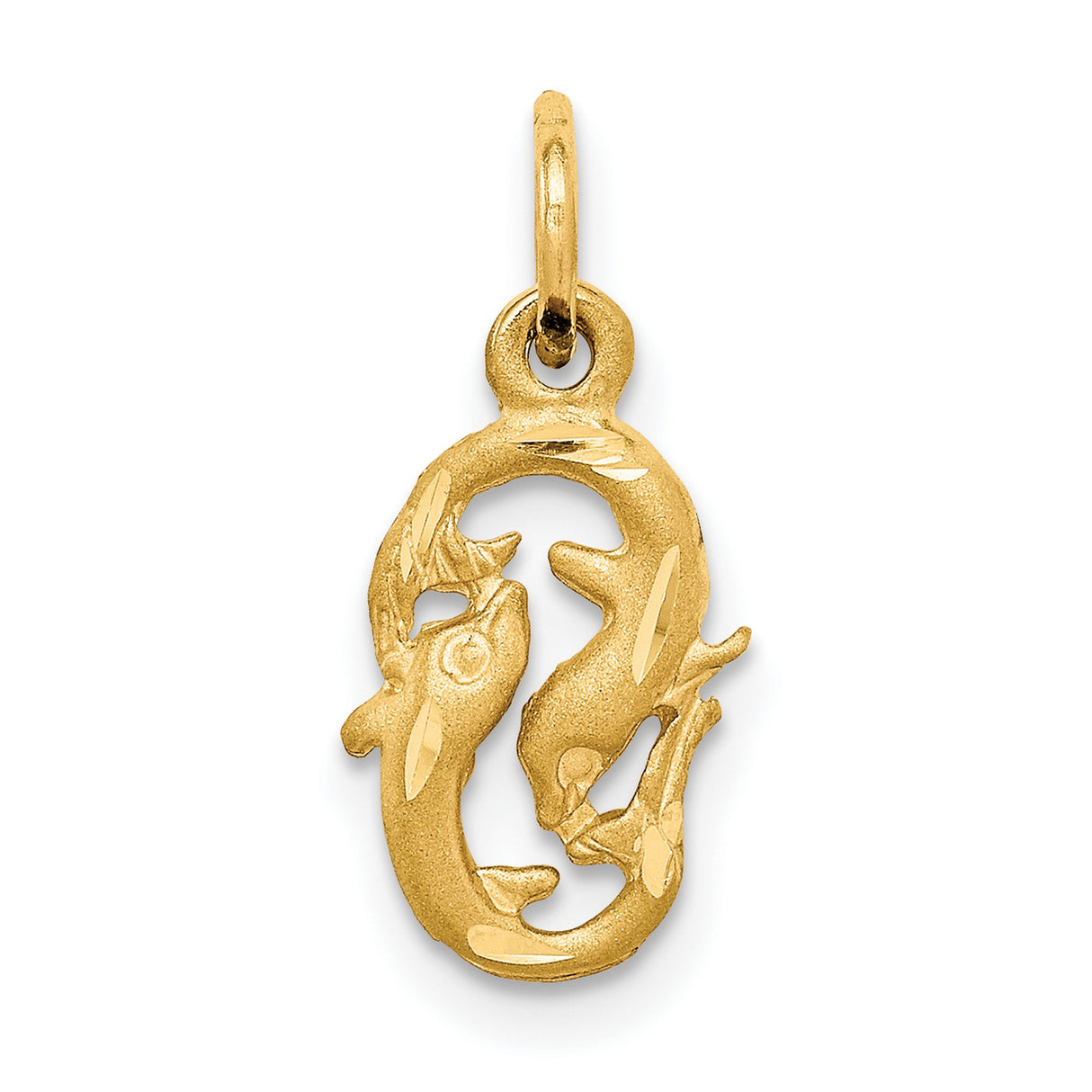 Pisces Zodiac Charm Pendant in Real 10k Yellow Gold