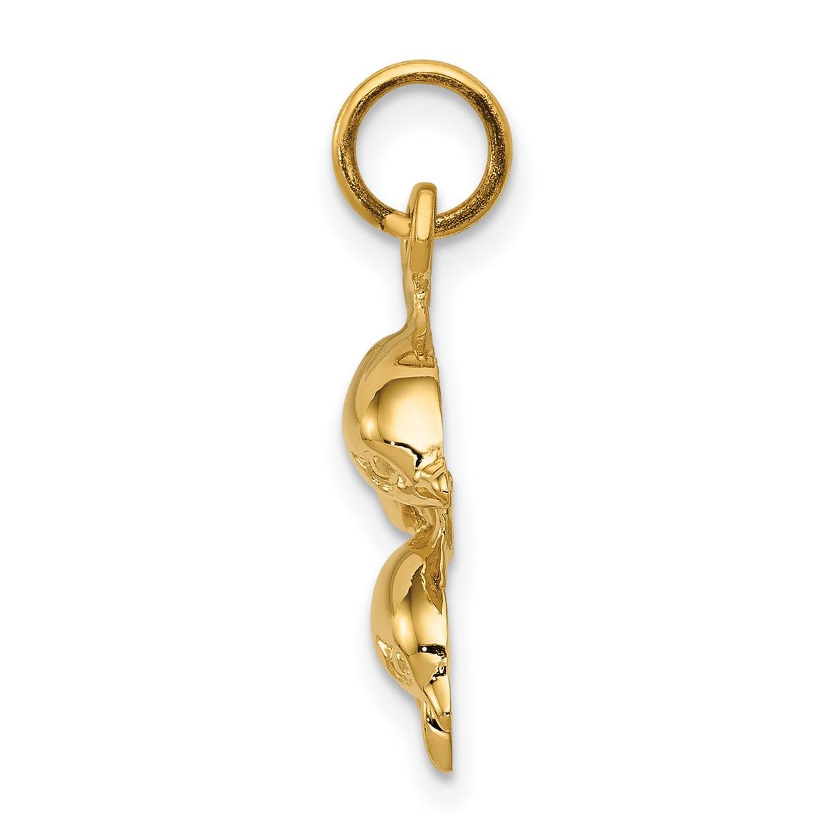 10k Yellow Gold Dolphin Pendant with Two Jumping Dolphins, Nautical Marine Theme Charm