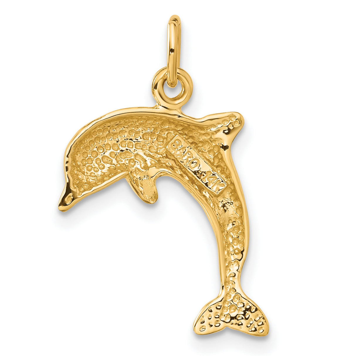 10k Yellow Gold Dolphin Pendant, Sleek Ocean-Themed Marine Charm for Women or Unisex