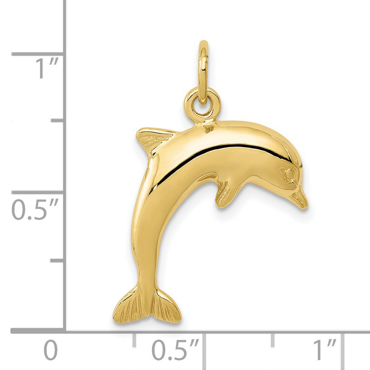10k Yellow Gold Dolphin Pendant, Sleek Ocean-Themed Marine Charm for Women or Unisex