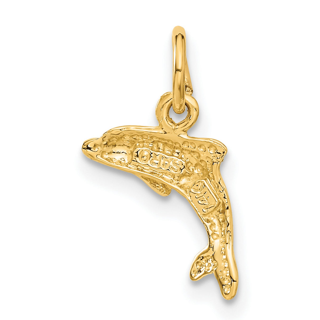 10k Yellow Gold Dolphin Pendant, Polished Nautical Charm Symbolizing Freedom and Harmony