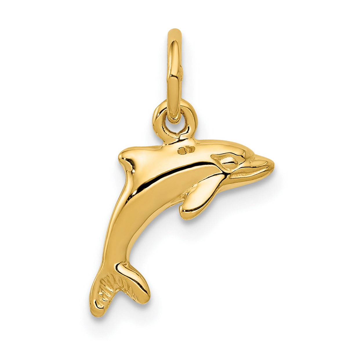 10k Yellow Gold Dolphin Pendant, Polished Nautical Charm Symbolizing Freedom and Harmony