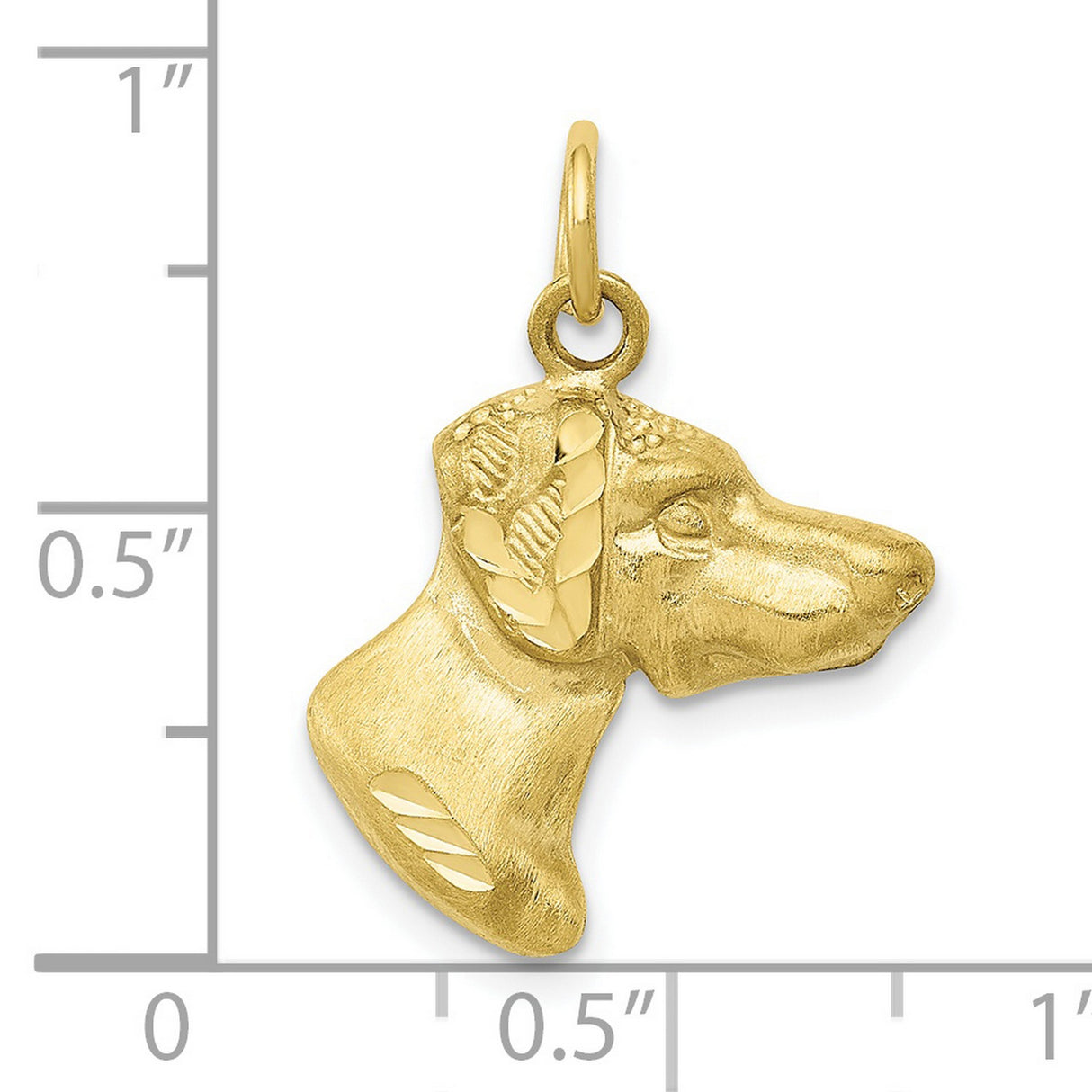 10k Yellow Gold Doberman Head Pendant, Textured Dog Charm, Unisex Pet Lover Jewelry