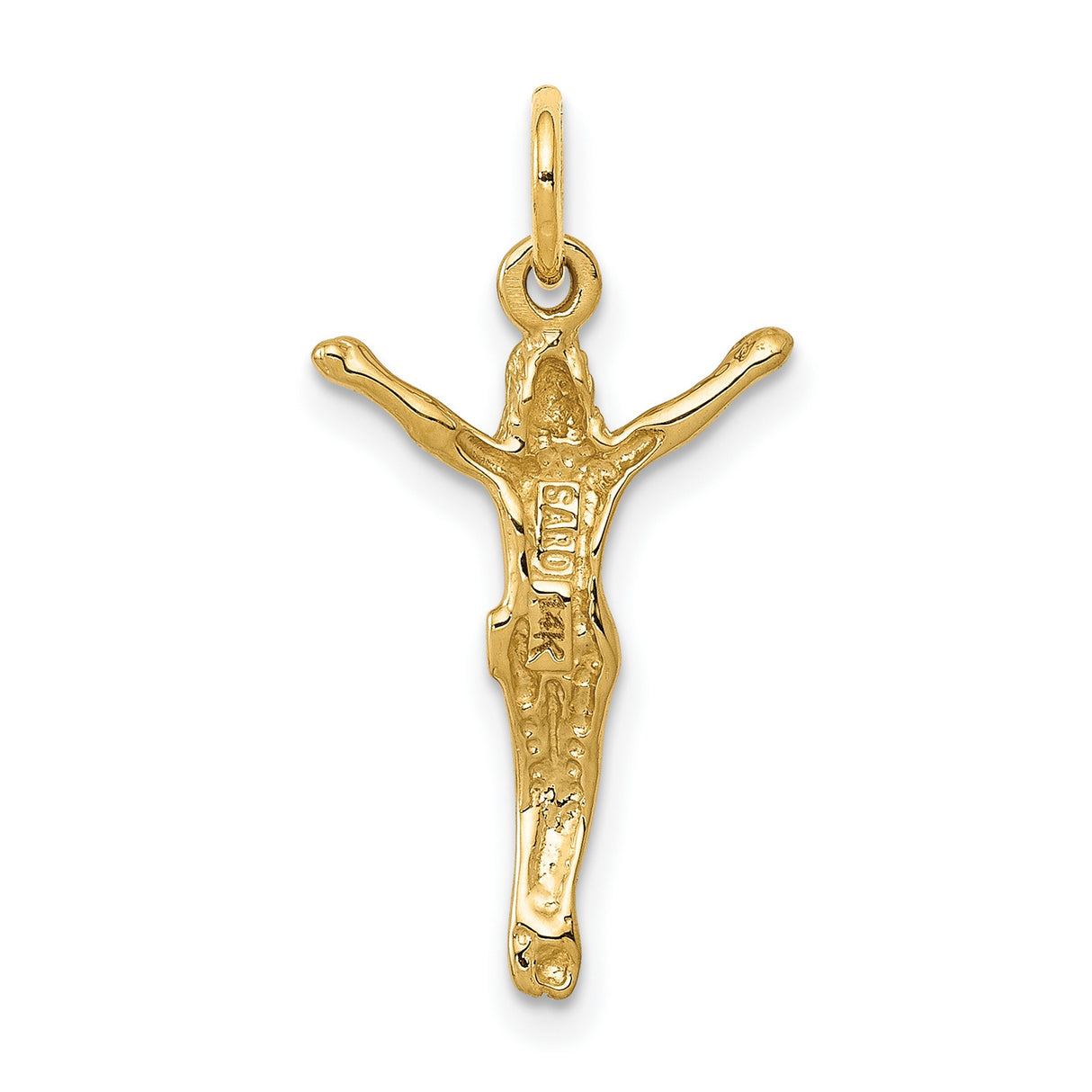 10k Yellow Gold Crucifix Pendant with Sculpted Christ Figure, Classic Religious Charm