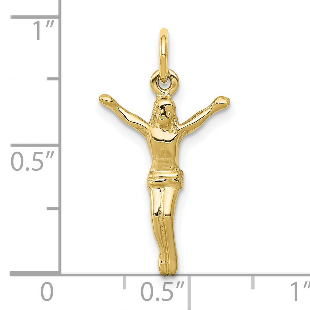 10k Yellow Gold Crucifix Pendant with Sculpted Christ Figure, Classic Religious Charm