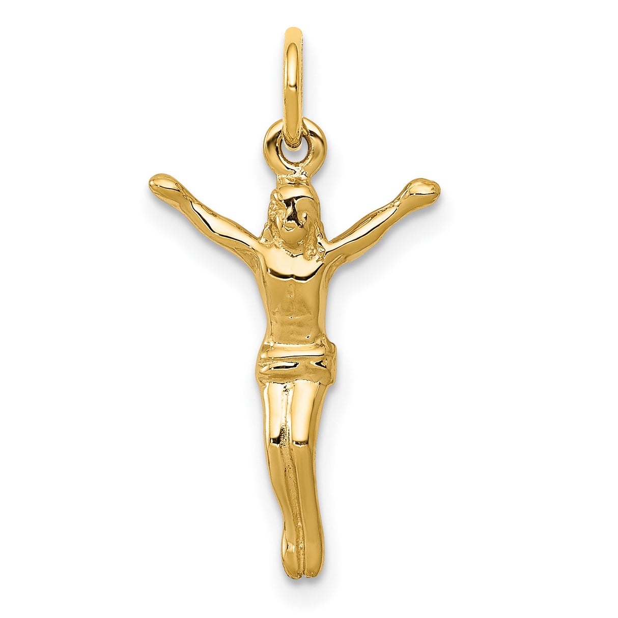 10k Yellow Gold Crucifix Pendant with Sculpted Christ Figure, Classic Religious Charm