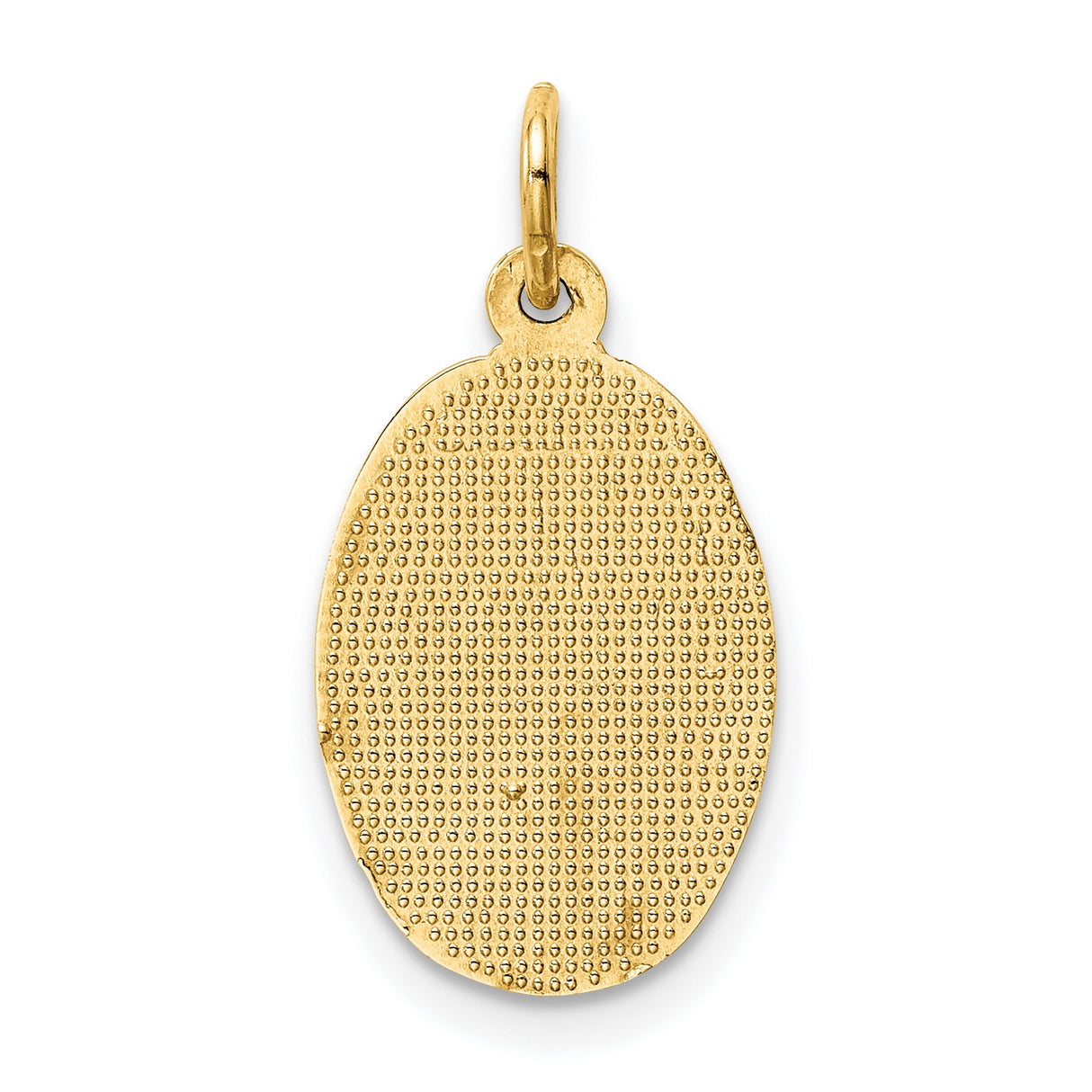 10k Yellow Gold Saint Christopher Oval Medal Pendant with Polished Religious Detail for Men