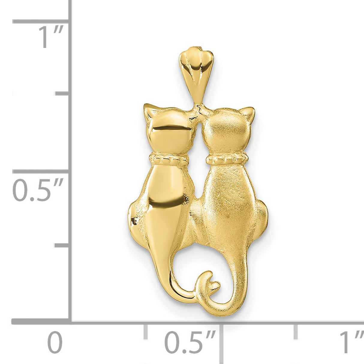 10k Yellow Gold Cat Pendant with Two Sitting Cats and Intertwined Tails