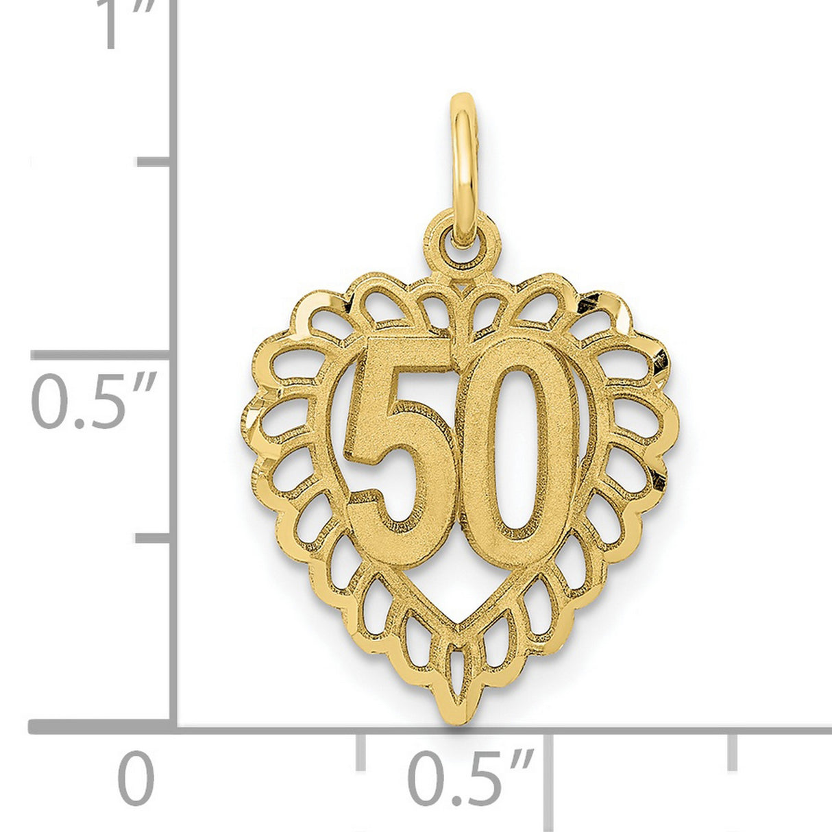 50 in Heart Charm Pendant in Real 10k Yellow Gold