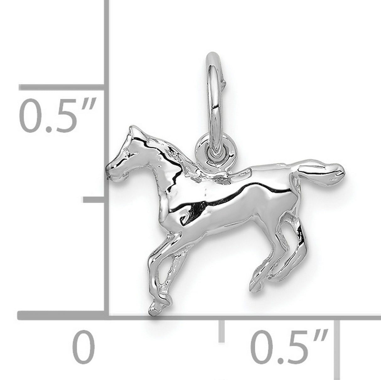 10k White Gold Horse Charm Pendant with Detailed Running Horse Design, Equestrian Theme
