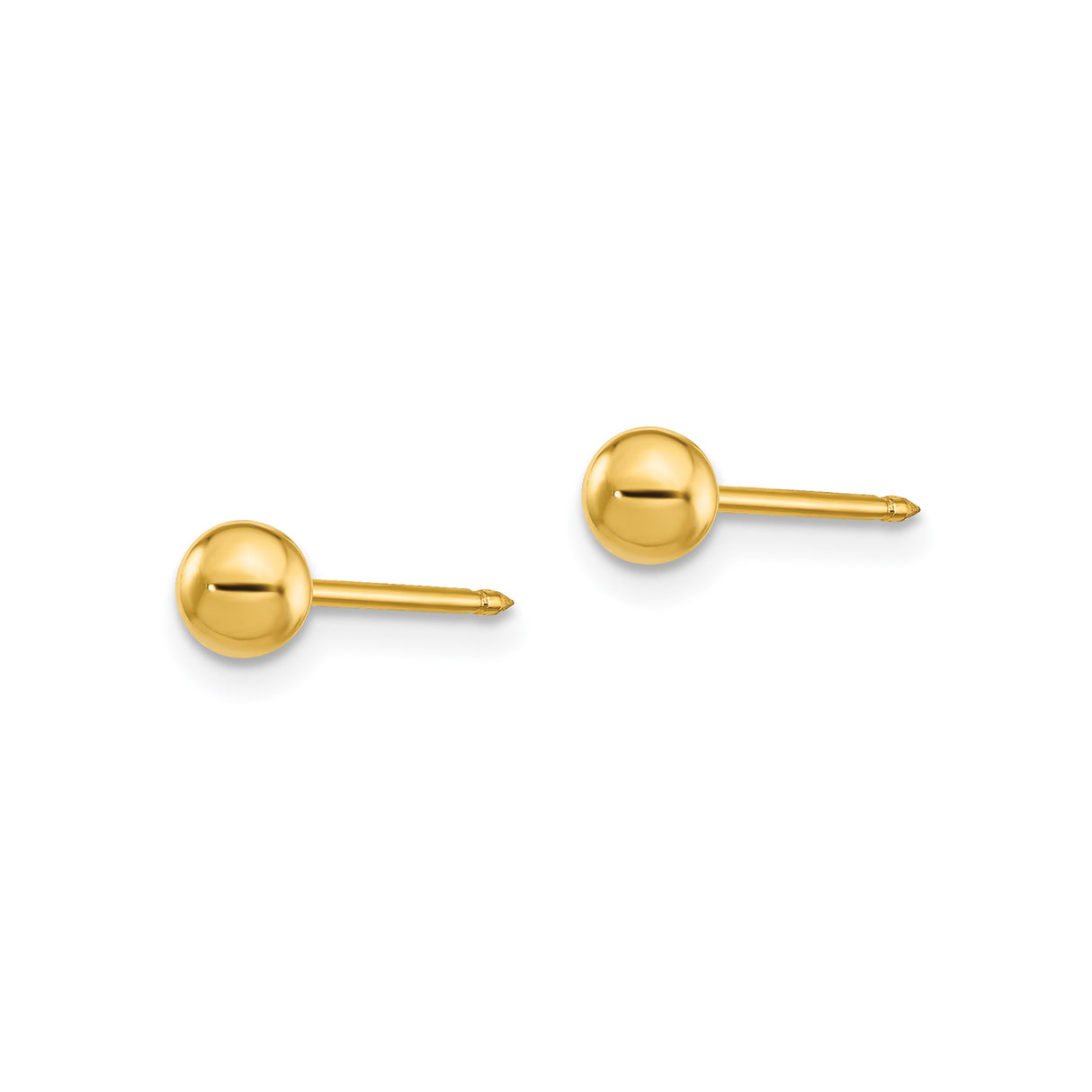 14k Yellow Gold Ball Stud Earrings, Classic Minimalist Round Design for Women or Unisex Wear