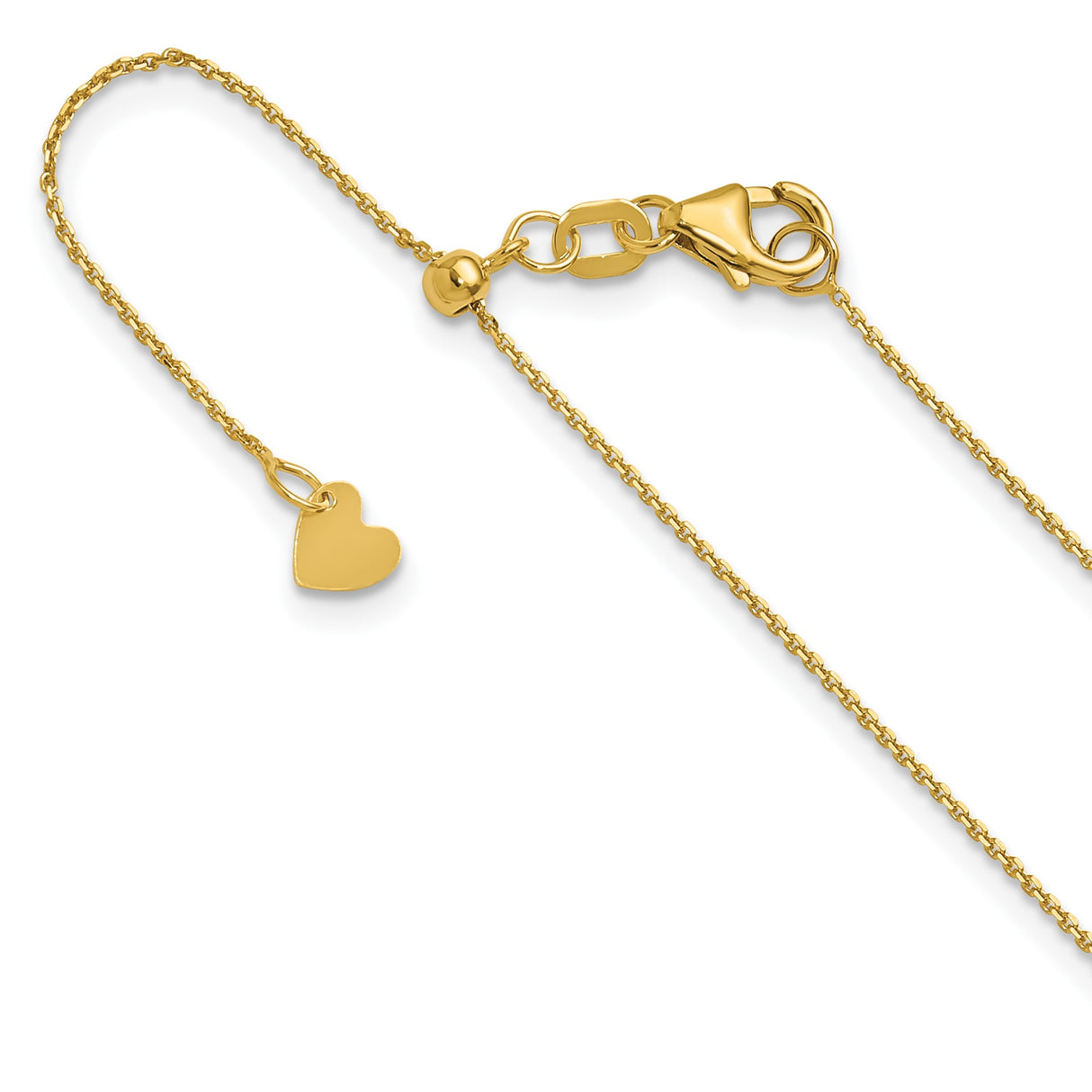 14K Yellow Gold 1 mm Polished Chain Necklace detail view
